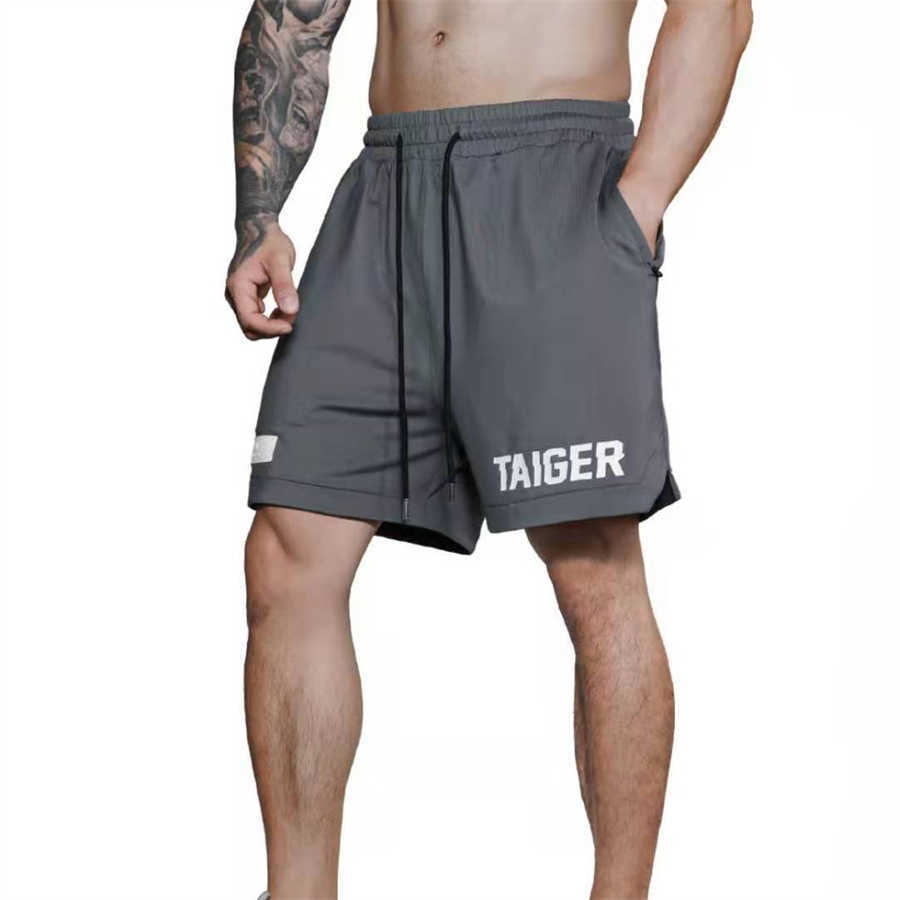 Herr shorts sommarmärke nät snabb torr fitness shorts män gym knä längd bodybuilding aktiva shorts joggar träning svett korta byxor w0408