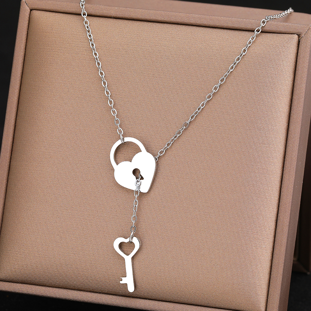 Trendy Fine Heart Lock Key Pendenti indipendenti Collane Catene di moda Girocollo regali di gioielli da donna