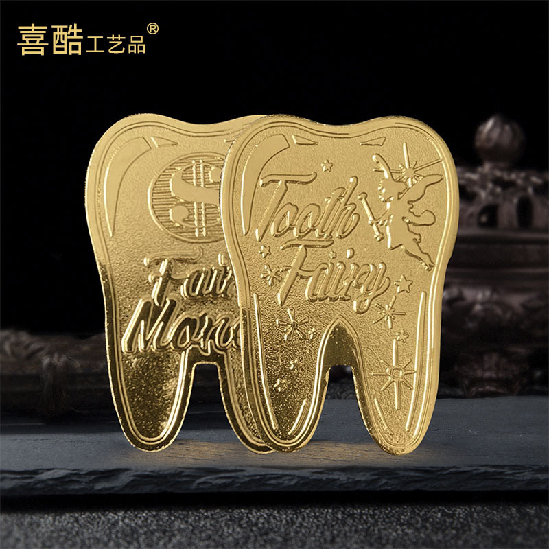 Arts and Crafts Tooth Fairy Gold Coin Children's Tooth Exchange Gift Tooth Coin Collection Reward Metal commemorative coin