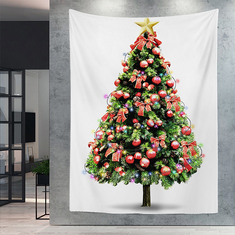 Painted Flat Print Christmas Tree Blanket Background Cloth Hanging Cloth Christmas Holiday Home Decoration Wall Cloth