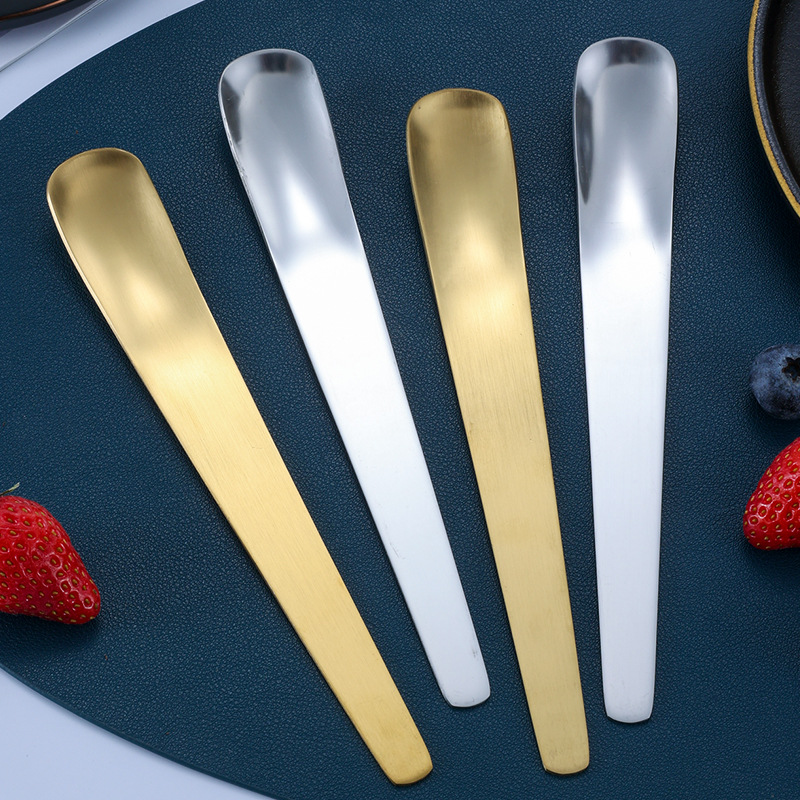 Square Head Stainless Steel Spoons Tableware Cake Sugar Ice Cream Dessert Stirring Spoon Scoops Flatware HY0468