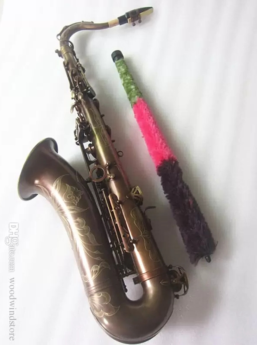 Helt ny tenor Sax högkvalitativ saxofoninstrument Senior antik koppar simulering mässing saxofon med fodral