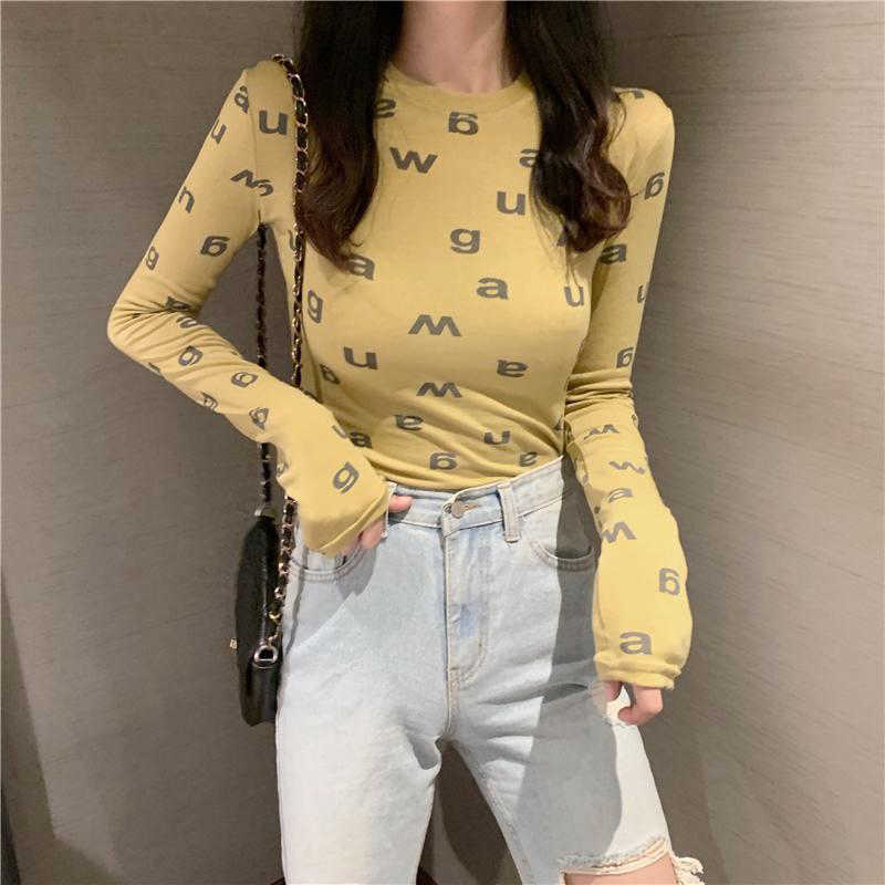 Women's T-Shirt Designer Luxury Sexy Tights Long Sleeve Casual High Quality Top Tees for Woman