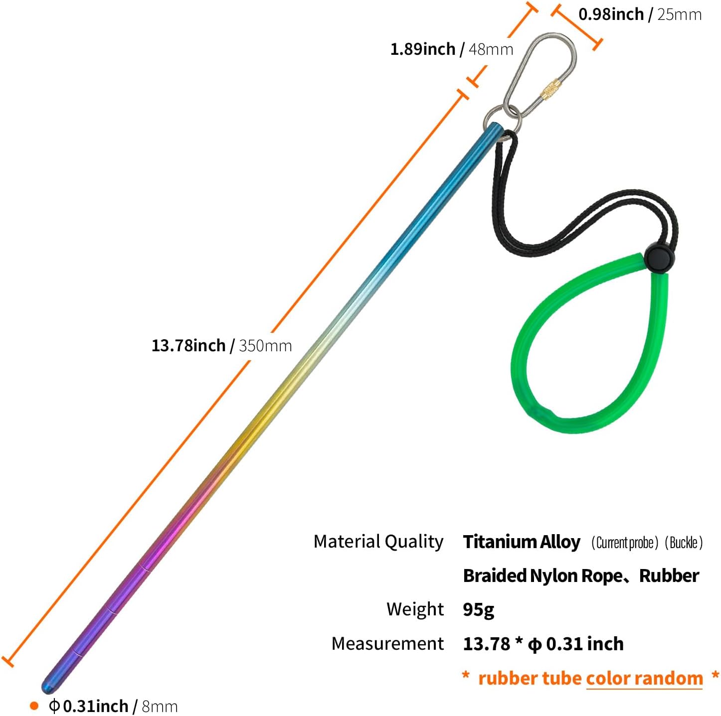 TiTo Titanium Scuba Diving 14''/35 cm Puntatore aragosta in lega di titanio con cordino di misurazione