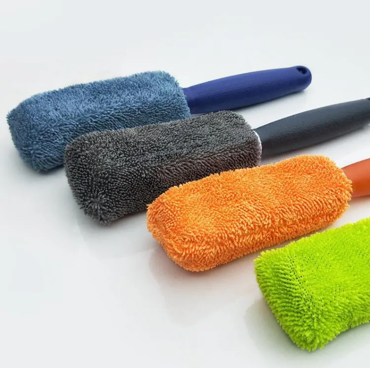 Draagbare microfiber wielband velgborstel autowielreiniger reiniging voor auto met plastic handvat autowasreiniger gereedschap