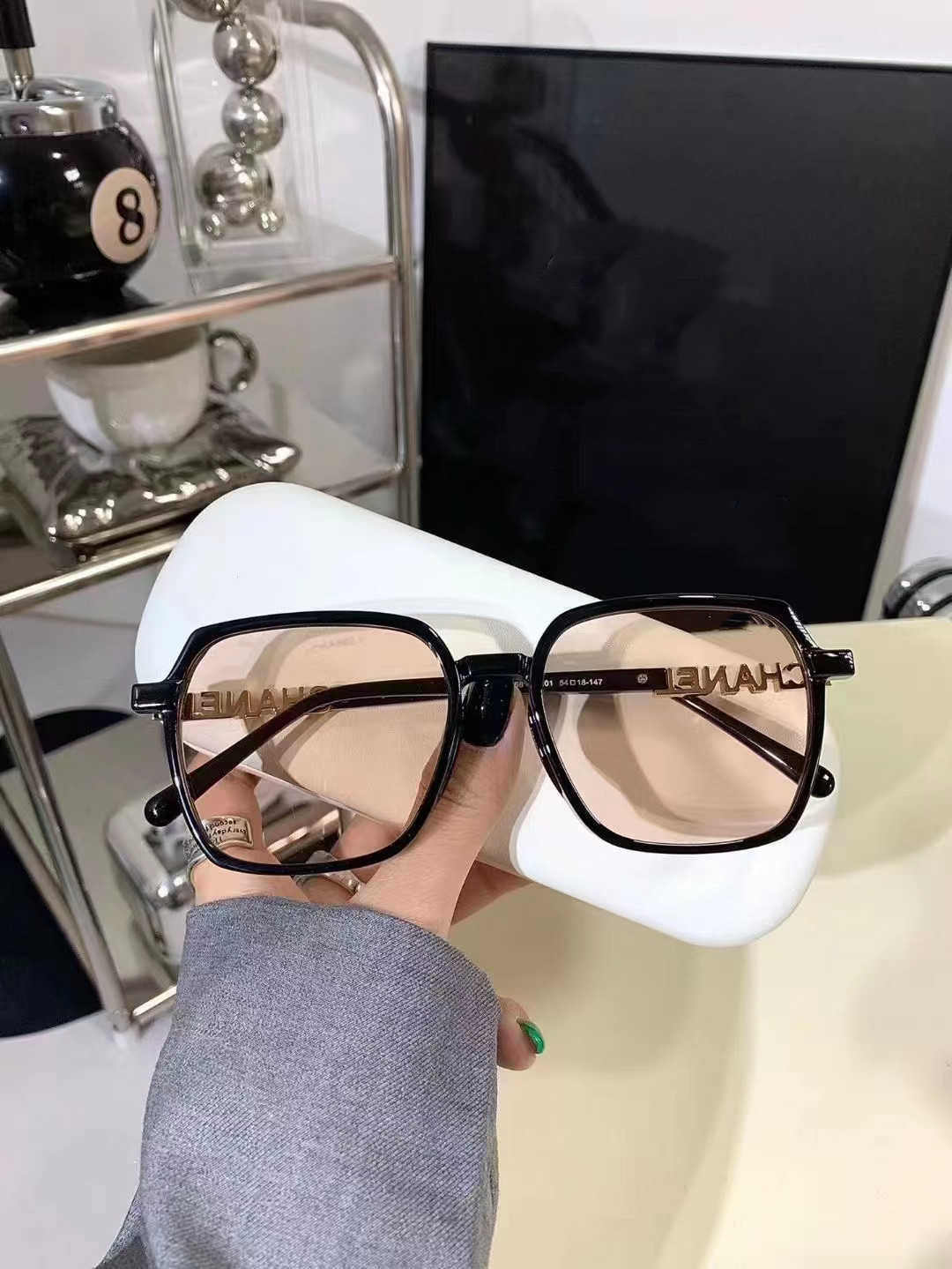 2024 Ny lyxdesigner solglasögon ch glasögon ram samma naturliga skönhetsverktyg mode bantning ansiktslåda myopia glasögon