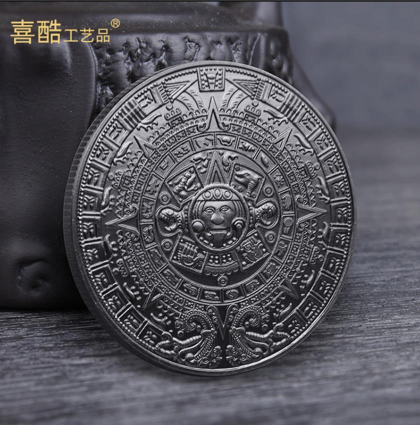Konst och hantverk Maya Civilization Antique Commemorative Coin Pyramid Sundial Commemorative Medallion Wish