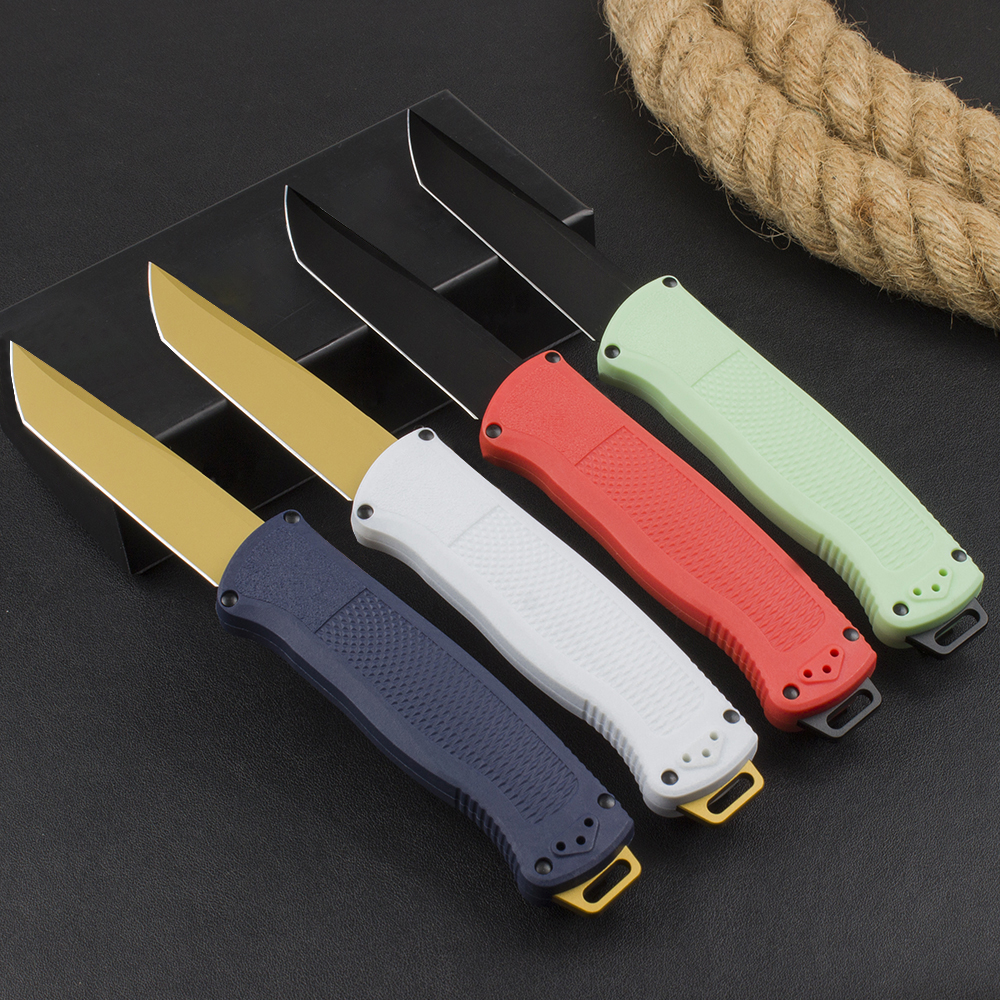 High Quality BM 5370FE AUTO Tactical Knife CPM-CruWear Titanium Coating Blade CF-Elite Handle Outdoor Camping Hiking EDC Pocket Knives with Retail Box