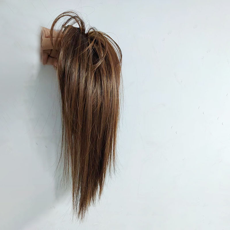 Atacado de fábrica de clipes de rabo de cavalo reto longo de 12 polegadas, cabelo sintético, peças de cabelo liso natural, tranças de rabo de cavalo feminino