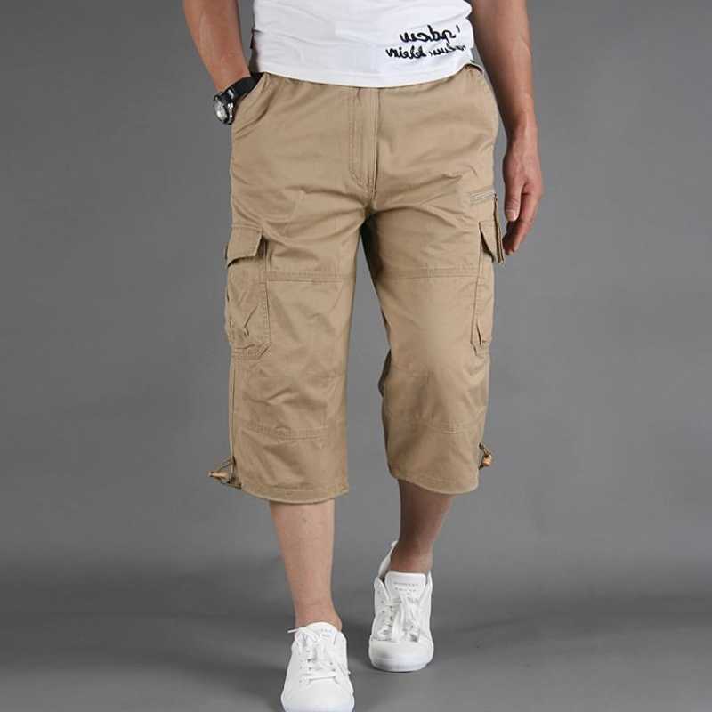 Shorts pour hommes été hommes coton Cargo Shorts salopette décontracté multi-poches militaire Capri pantalon mâle tactique Jogging droit court pantalon mâle W0408