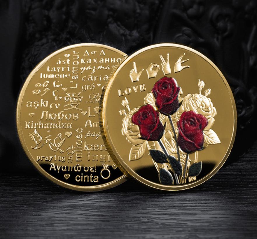 Arts and Crafts Love Rose commemorative coin Qixi Valentine's Day Love Confession Commemorative Medal