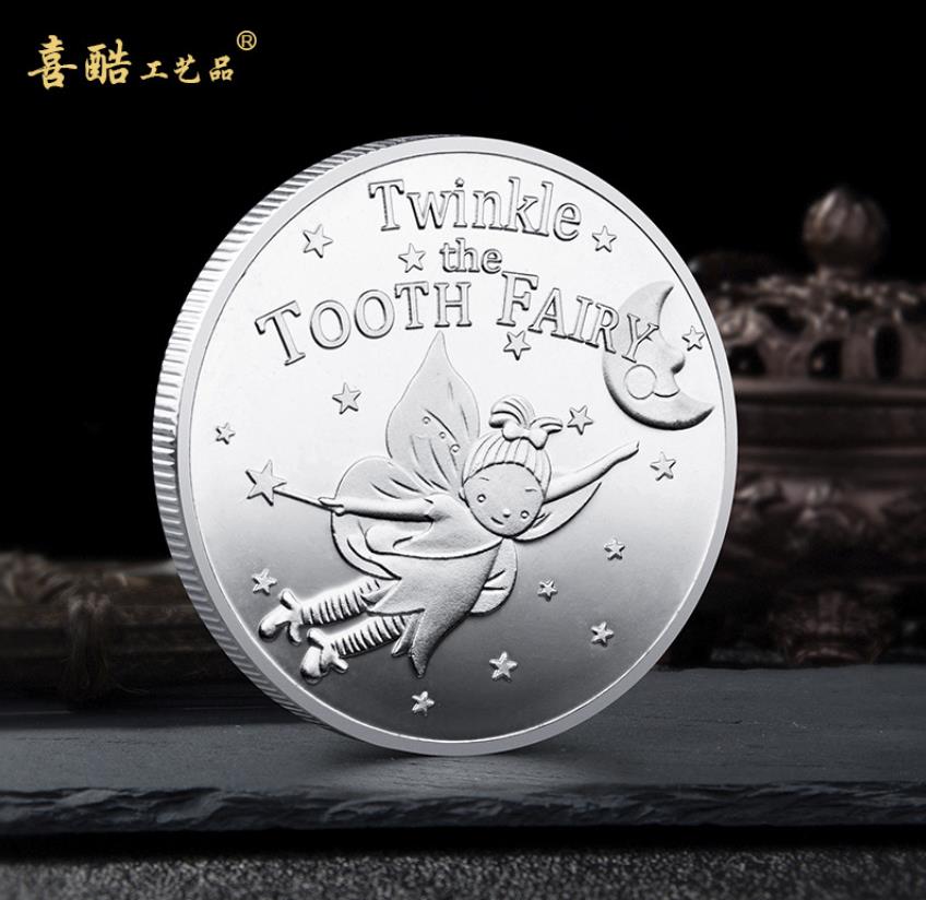 Artes e artesanato Fada de dente de ouro comemorativo de moeda para crianças Substituição de dente para crianças Presente comemorativo