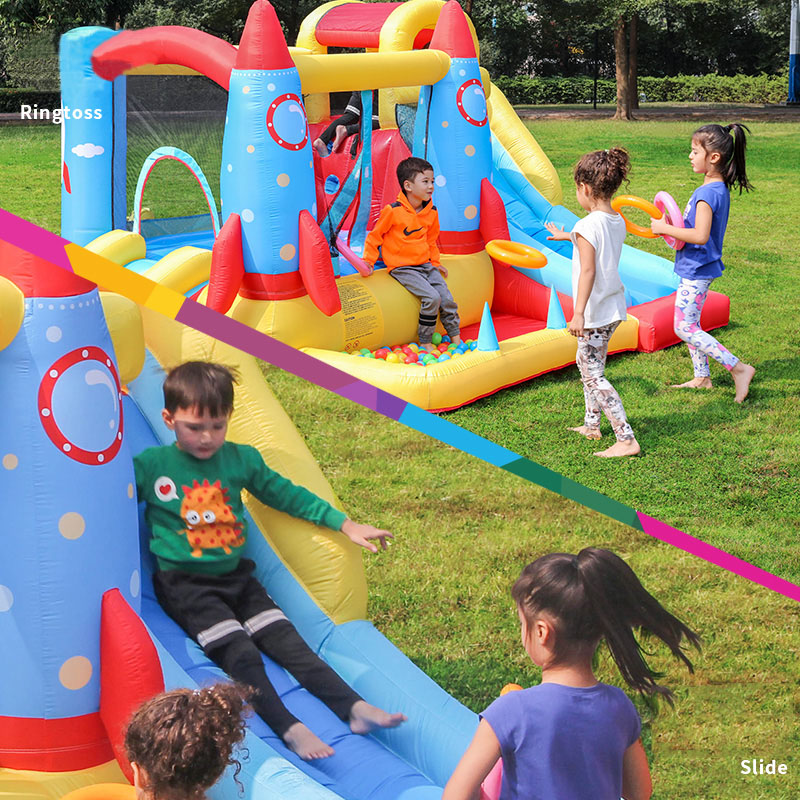 Rocket Rocket Bounce House Playhouse Company Jumper Bouncr Slide Castle with ball pit ferrule للأطفال