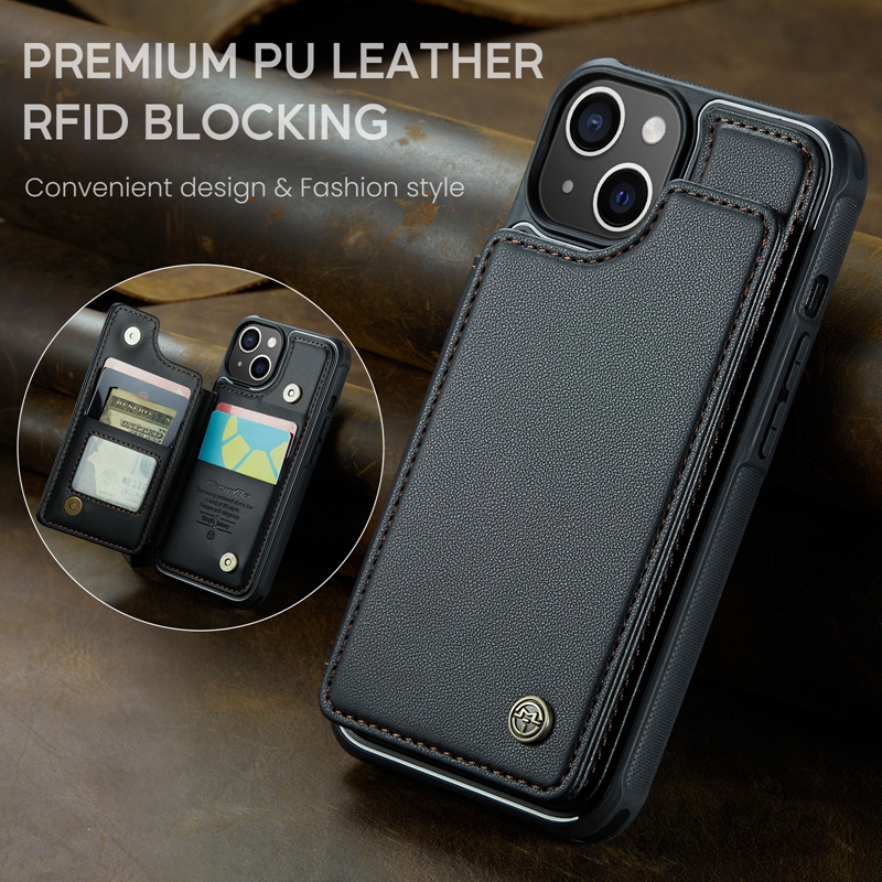 CaseMe Card Pack PU-Lederhüllen für iPhone 15 Pro Max 14 Plus 13 12 11 X XS XR 8 7 6 Credit ID Slot Pocket Holder Wallet Soft TPU Handy Back Cover Skin