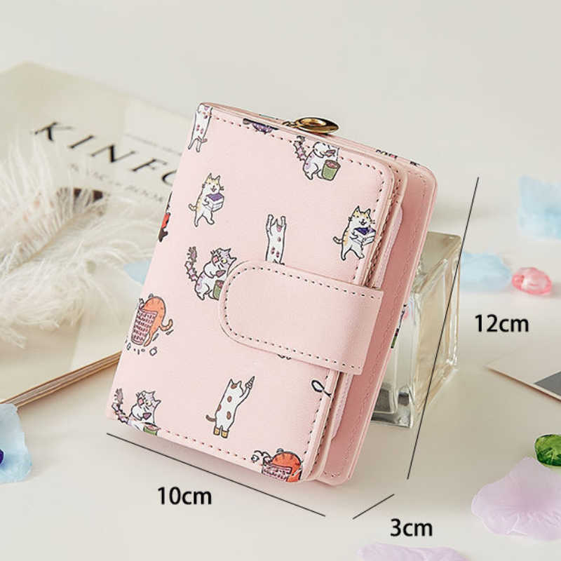 Portafogli Donna Cartoon Stampato Sacchetti di denaro Donna Dolce rosa Kawaii Mini Borse Portamonete Porta carte Fashion Girls Pieghevole Nuovo L230704