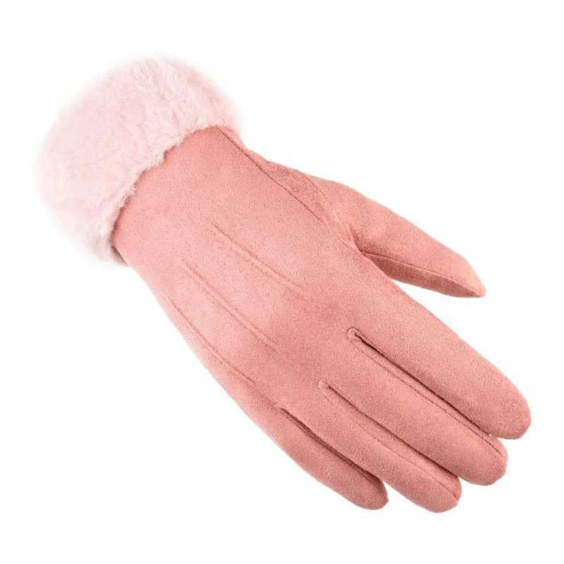 Fingerlösa handskar kvinnors handskar handskar motorcykelhandskar vintertillbehör plysch uppvärmda hand varmare kvinnor eleganta klättring nya 2023 arbetshandskar231017