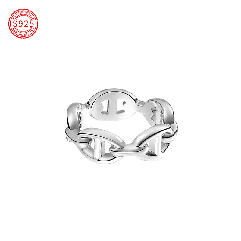 2023 New arrive fashion H letter rings jewelry S925 silver ring heart-shaped rings letters double heart female ring for woman gift