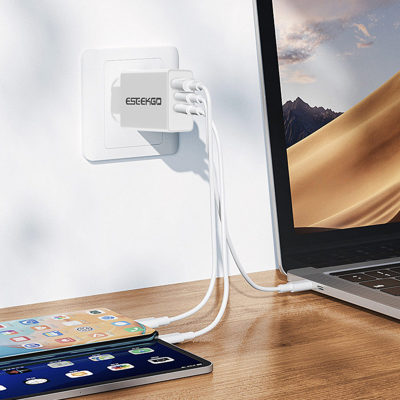 ESEEKGO PD40W QC3.0 EU Chargeur mural Portable 2 ports Type-C Adaptateur secteur pour ordinateurs portables Tablettes Téléphones portables Prise murale de voyage USB Chargeurs rapides dans une boîte de vente au détail