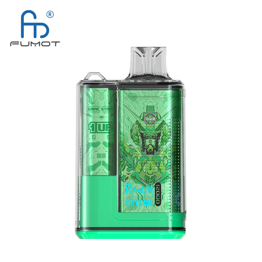 오리지널 랜드 vape fumot randm crystal 12000 퍼프 12k 일회용 vape 650mAh 충전식 배터리 디스플레이 메쉬 코일 20ml 퍼프 12000을 가진 2% 3% 5% e 담배