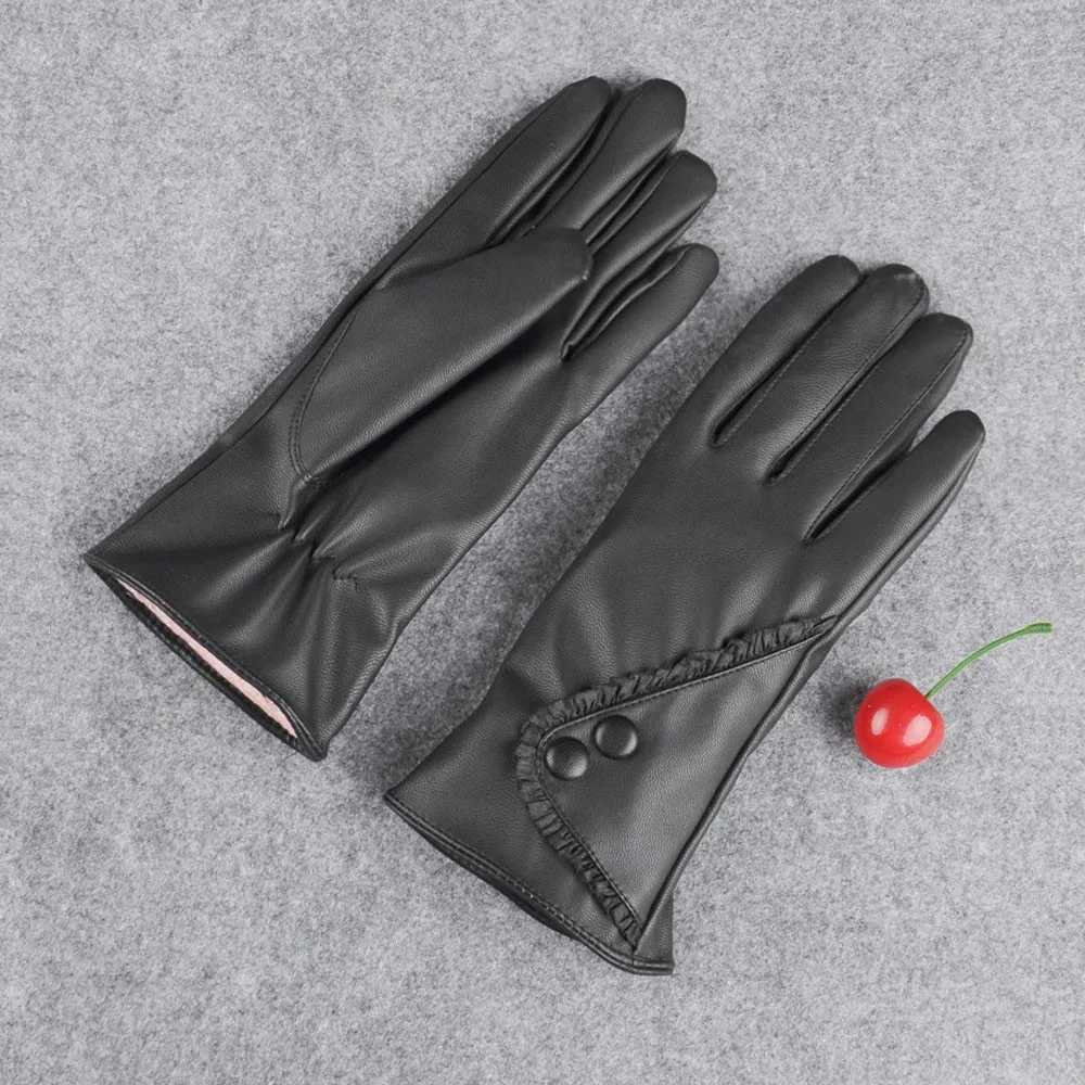 Перчатки без пальцев, женские матовые мягкие перчатки для вождения, зимние теплые плюс бархатные тонкие сенсорные женские цветные кожаные перчатки с сенсорным экраном, высококачественные дропшиппингL231017
