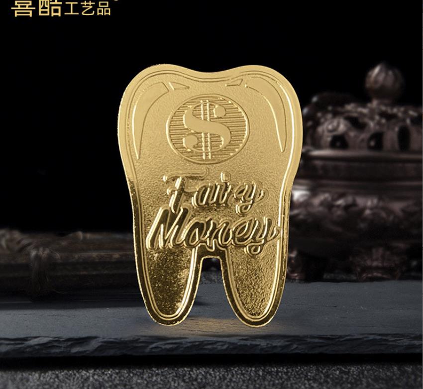 Arts and Crafts Tooth Fairy Gold Coin Children's Tooth Exchange Gift Tooth Coin Collection Reward Metal commemorative coin