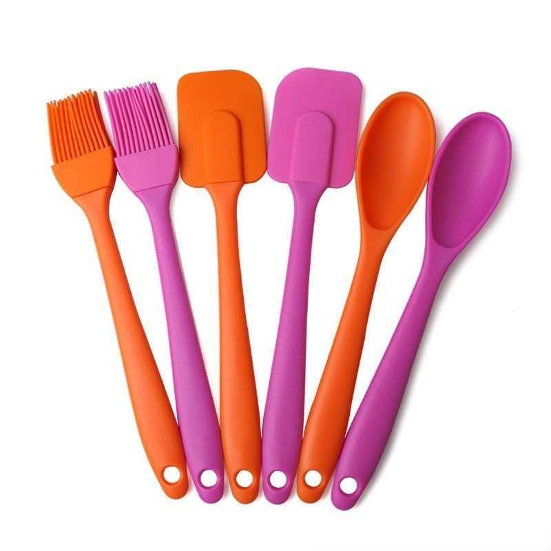 Nuovo 3 pezzi creatività silicone spatola raschietto pennello cucchiaio da cucina strumenti di cottura set di accessori gadget