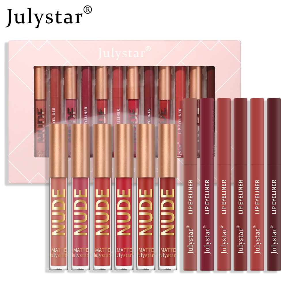 Makeup Europe and the United States tasty of color lip line set combination waterproof and sweatproof non-stick cup matte lip glaze wholesale