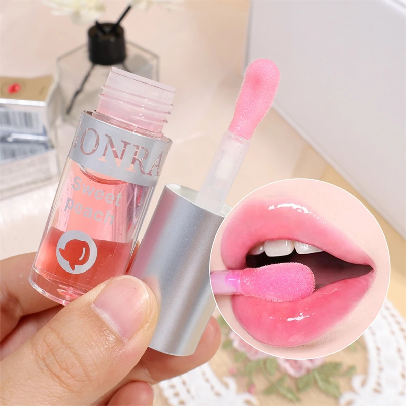 Fruit Lip Gloss Temperature Color Changing Mirror Lip Oil Plumping Moisturizing Reducing Lip Lines Waterproof Lip Balm Cosmetics