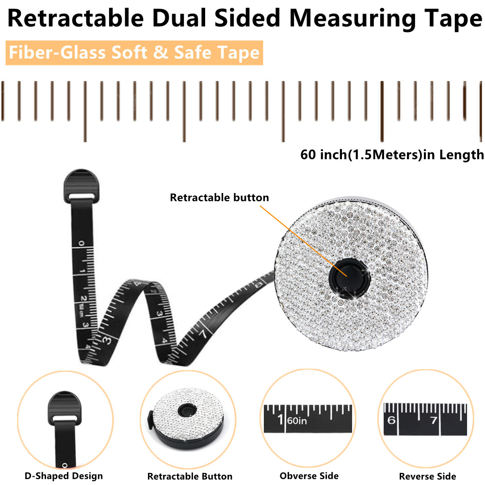 Partihandel Diamond Tape Measure Portable Mini Measuring Ruler Hushållens mätverktyg 1,5 m