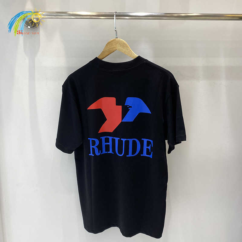 T-shirts pour hommes Hip Hop Simple Abstract Print Rhude T-shirts Hommes Femmes 100% coton de haute qualité à manches courtes Noir Blanc Abricot Rhude Tee