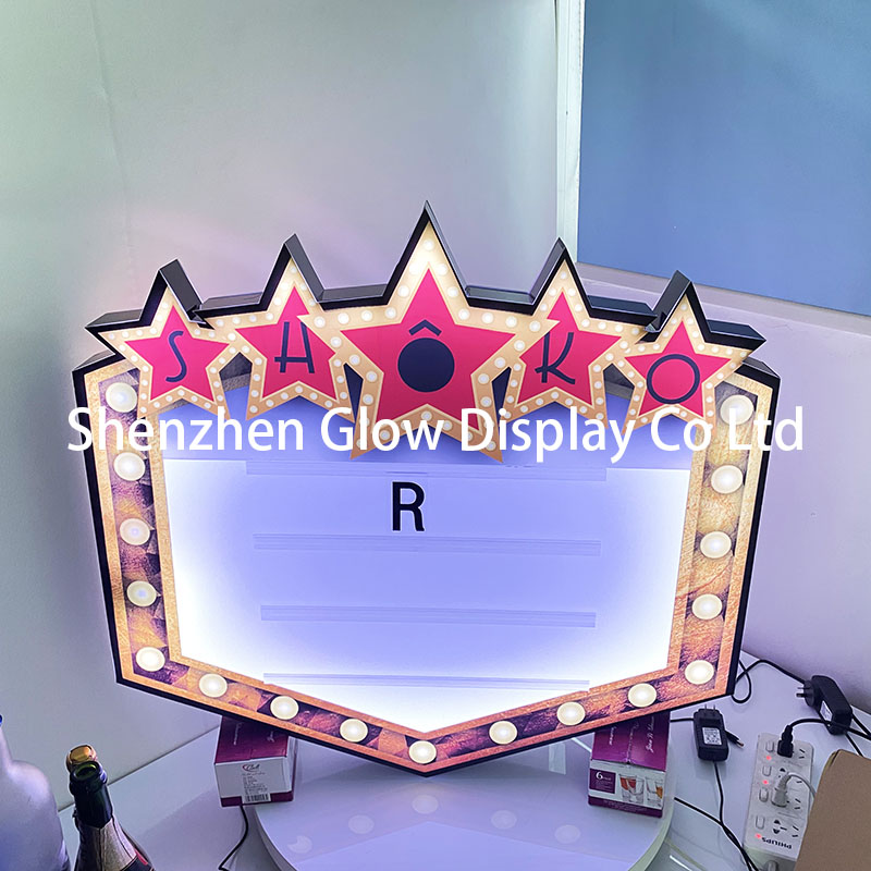 Customized Logo marquee Shape Wholesale LED Lighted message board rechargeable lettles for event night bar