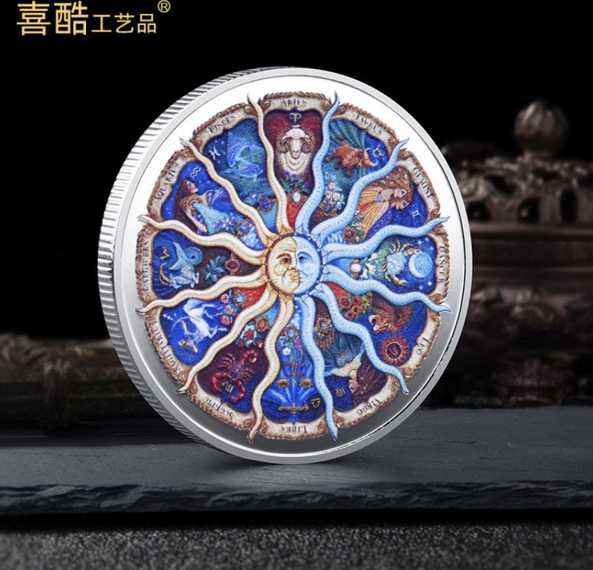 Medaglia commemorativa delle dodici costellazioni di arti e mestieri che augura fortuna alla moneta Feng Shui