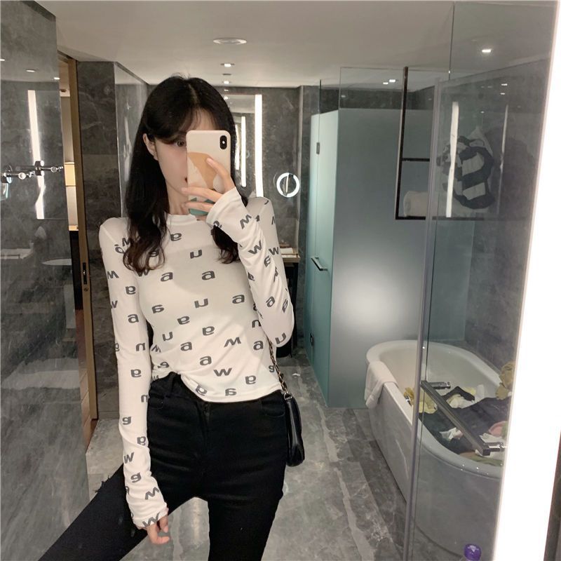 Women's T-Shirt Designer Luxury Sexy Tights Long Sleeve Casual High Quality Top Tees for Woman