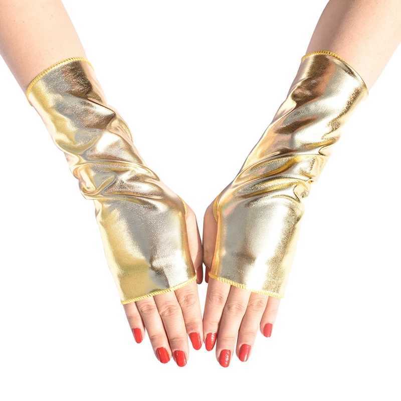 Fingerless Gloves Fashion Leather Gloves Short Fingerless Mittens Lady Girls Cosplay Hip-Hop Dance Sexig Stretch Half Finger Glovesl231017