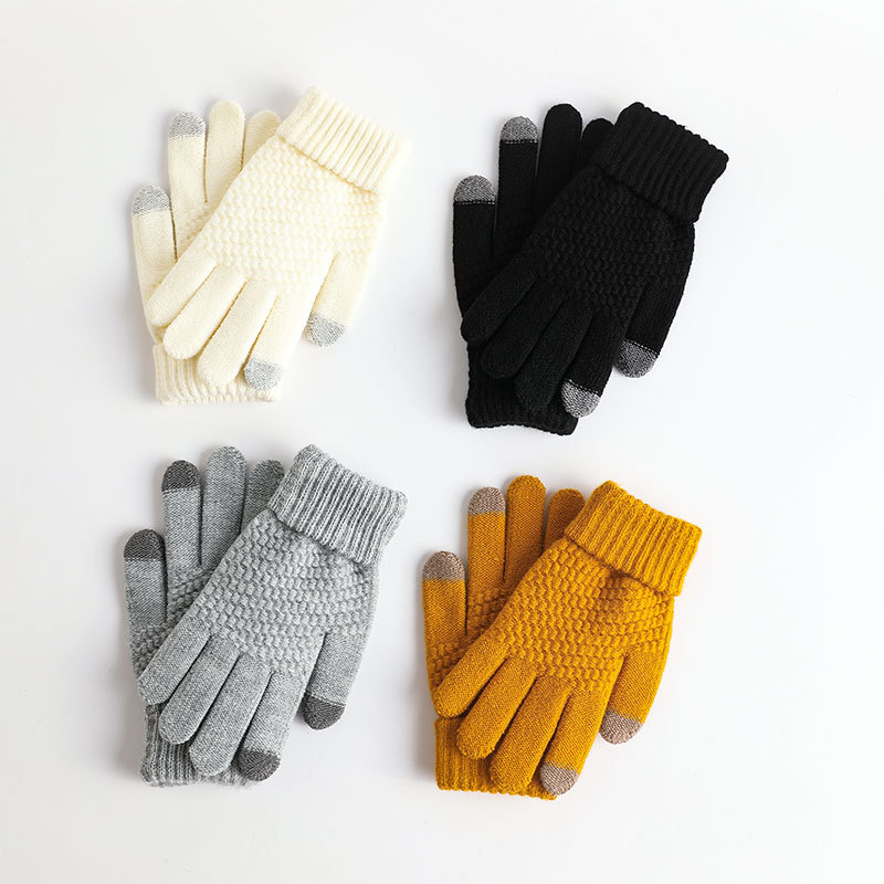 Jesienne zimowe rękawiczki z pluszowym i modnym ekranem dotykowym Jacquard do odwrotnej igły zimowe ciepłe rękawiczki dla dzieci mężczyzn