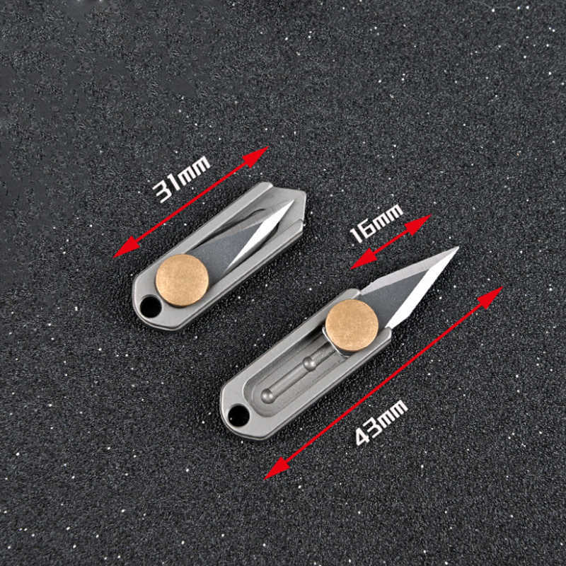 Pure Titanium Mini Push Knife Alloy Sharp Portable EDC Keychain Pendant Unpacking Express Opening