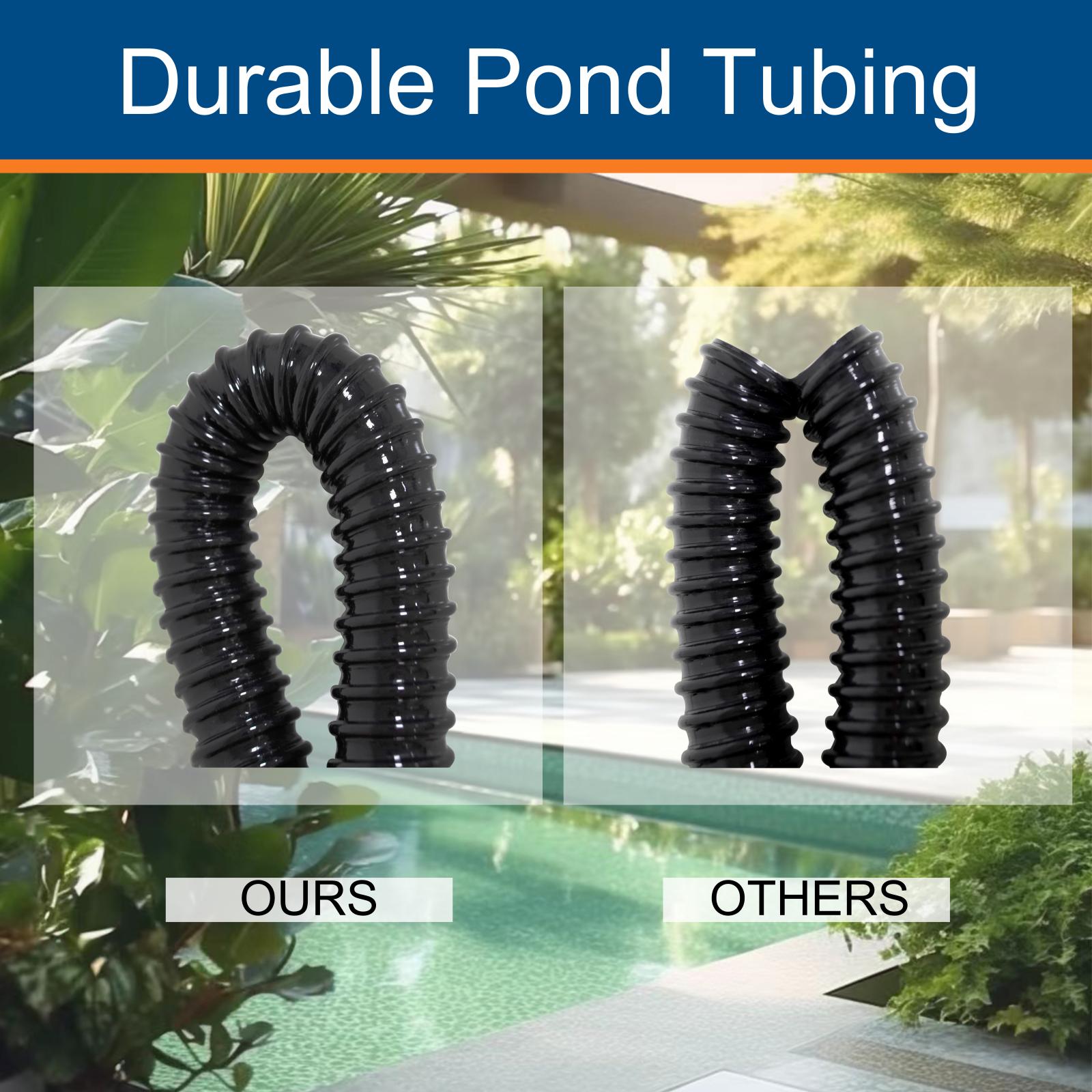 1 Inch Pond Tubing, 2.54 cm ID Corrugated Water Pipe, 20 Feet Length Flexible PVC Hose Pipe with Pipe Fittings, Aquarium, Pond Waterfall, Garden Pond Pump Drainage Tube