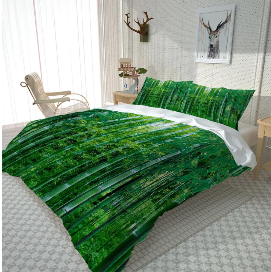 3D -sängkläder set anpassad enkel dubbel drottning storlek grön bambu sängkläder set modernt täcke omslag