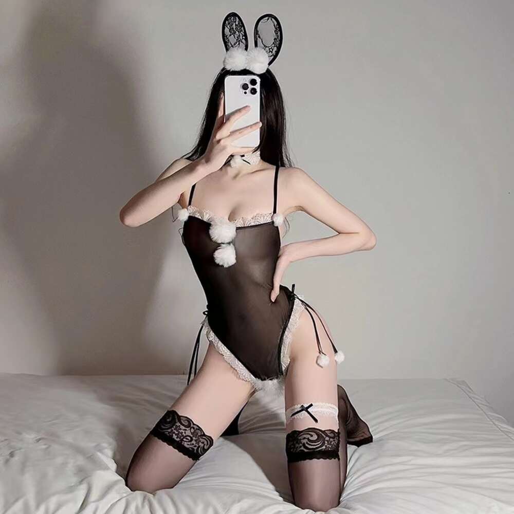 Sexy Kostüm Spaß Unterwäsche Perspektive Versuchung Kaninchen Uniform Niedliche Plüsch Ball Freie Spitze Nachtwäsche Mädchen