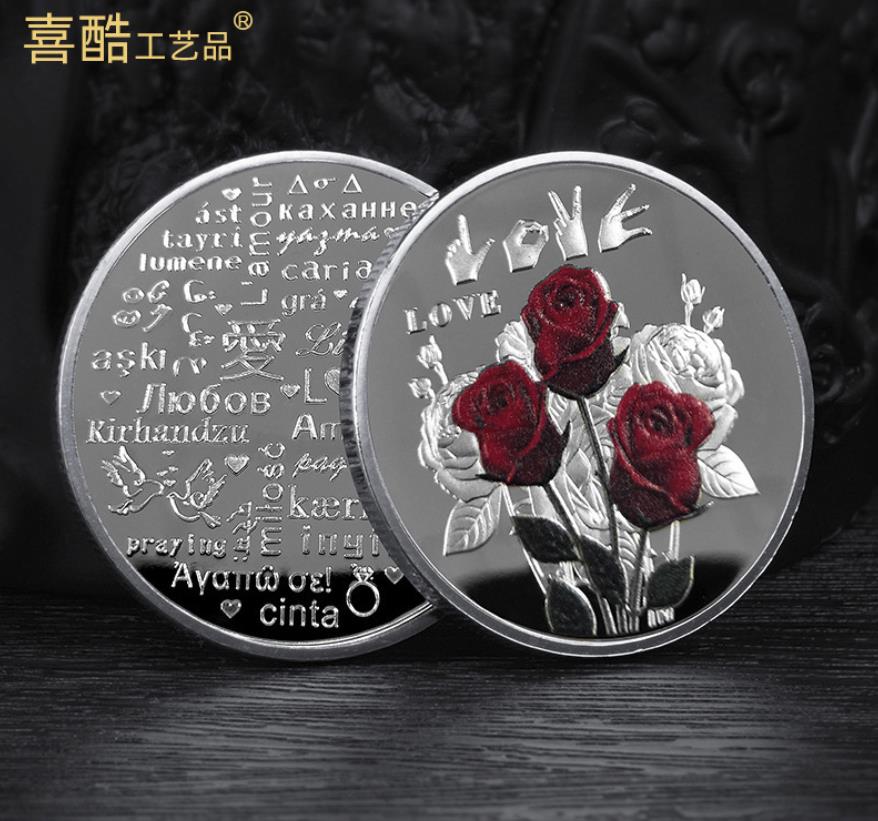 Arts and Crafts Love Rose commemorative coin Qixi Valentine's Day Love Confession Commemorative Medal