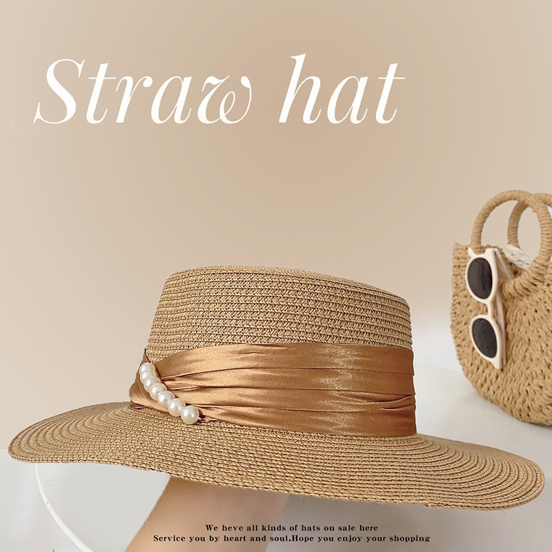 Cappelli di paglia da donna alla moda Cappello estivo da spiaggia Cappello da sole in tessuto Cappellino da donna Cappello da sole le vacanze
