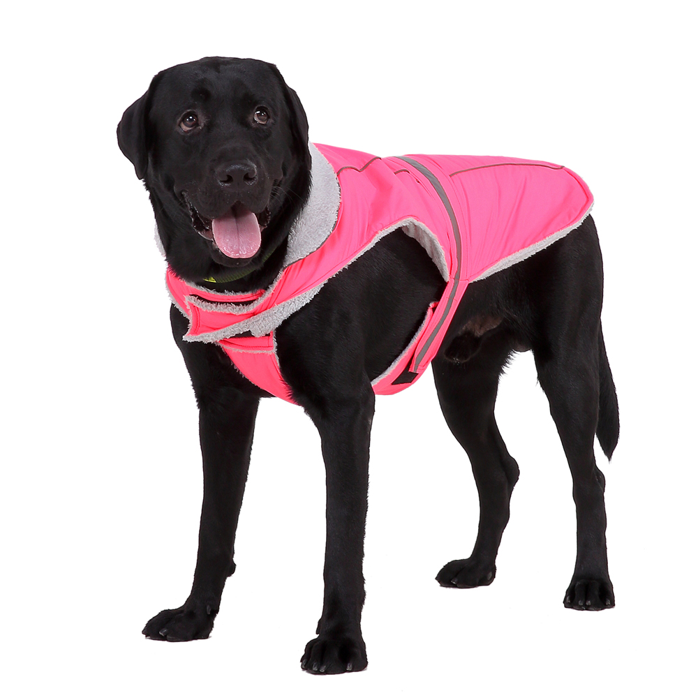 Giacche calde Gilet catarifrangente cani, Giacca riflettente cani, Cappotto morbido costume Abbigliamento cani di taglia piccola, media e grande, Rosa