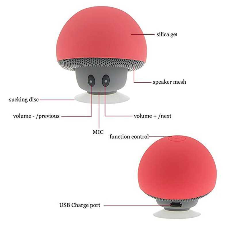 Portabla högtalare Trådlös mini Bluetooth -högtalare Mushroom Söt högtalare Super Bass Stereo Subwoofer telefonmusikspelare med MIC W0407