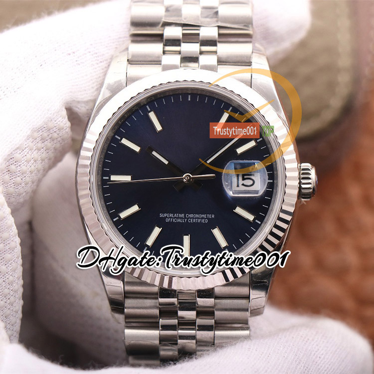 EWF V3 EW126234 A3235 Automatisk herrar Titta på 36mm Blue Dial 904L Steel Jubileesteel Armband Super Version med samma seriella garantikort TrustyTime001watches