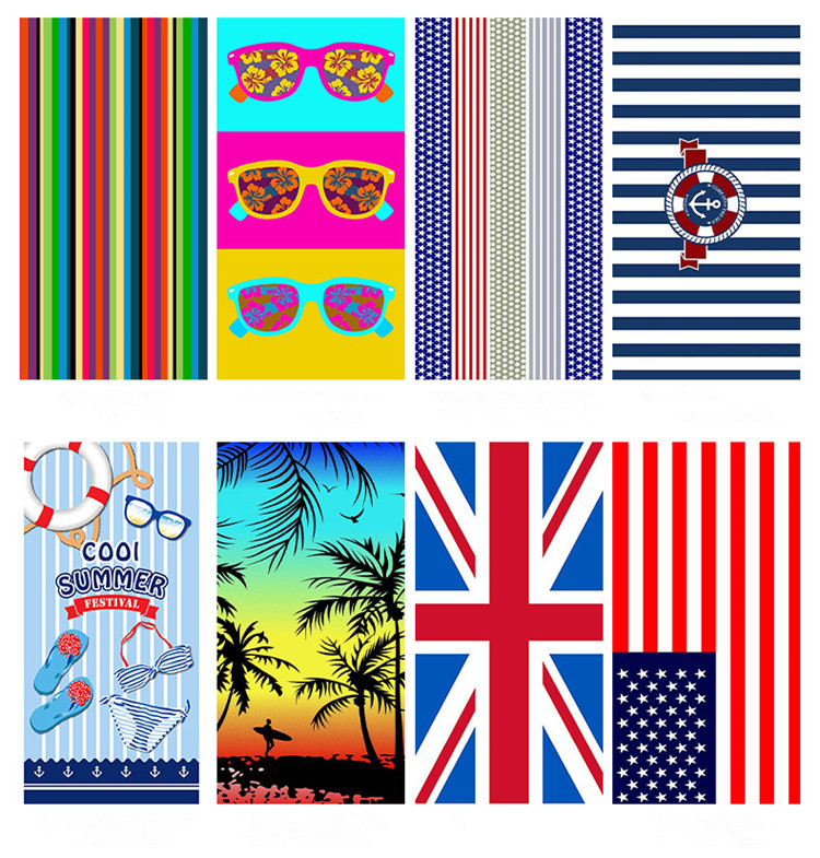 Großhandel 20 Stile Sommer Strandtuch Streifen Flamingo US Dollar Flagge Druck Strand Badetücher Mikrofaser Super saugfähig mit feinem und zartem Frottee 250 g / m²