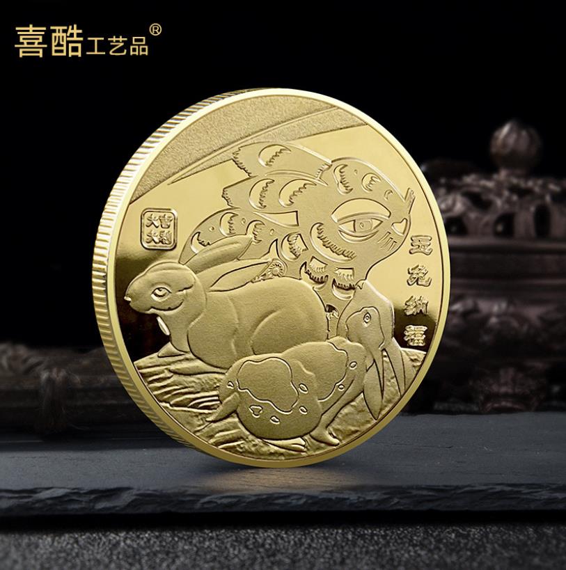 アートアンドクラフト2023ジェイドウサギの祝福記念メダル中国の新年ウサギ新年ラッキーコイン