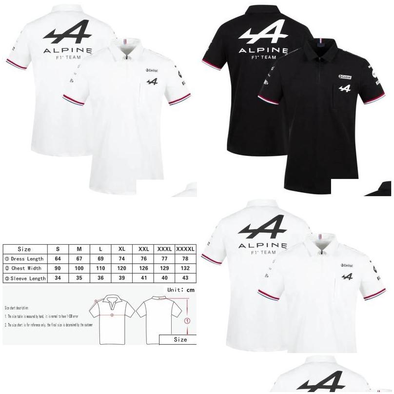 오토바이 의류 모터 스포츠 알파인 F1 팀 Aracing Tshirt 화이트 블랙 통기 가능한 팀 라인 짧은 슬리브 셔츠 자동차 팬 의류 드롭 DHELQ