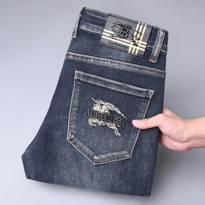 Jeans masculinos designer 2023 outono e inverno nova marca de moda elástica pequena versão europeia reta calças casuais de alta qualidade para homens zh0h