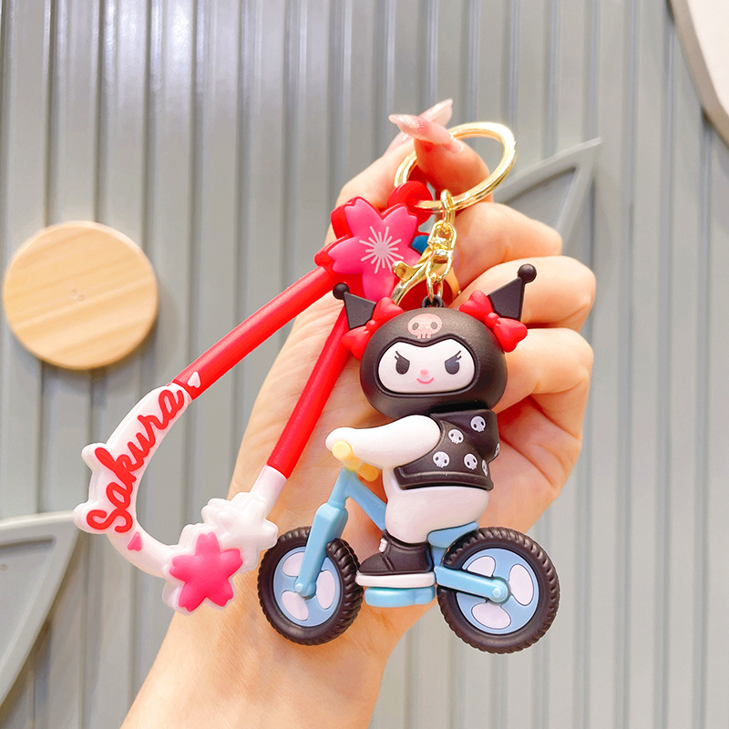 Kuromi bicicleta boneca chaveiro carro pequeno pingente saco decoração brinquedos infantis