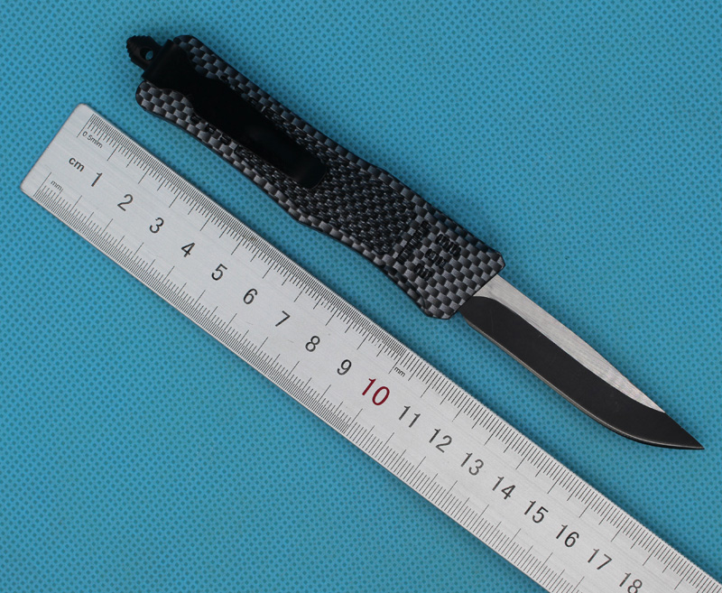 Special Offer Carbon Fiber Color 7 Inch 616 Automatic Tactical Knife 440C Black + Wire Drawing Blade Zinc-aluminum Alloy Handle EDC Pocket Knives